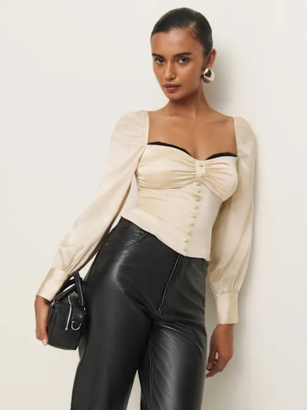 Reformation Chiara Silk Top Ivory - Size 0